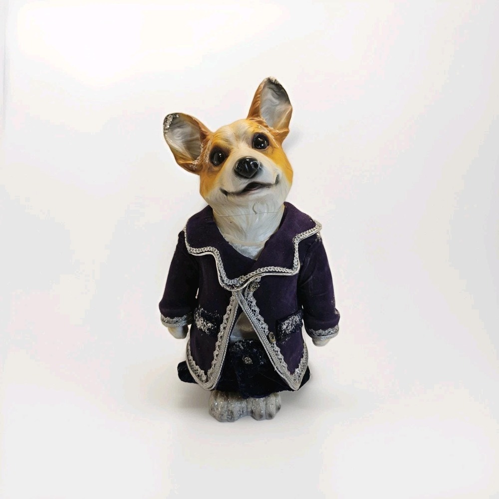 Robert Stanley Home Collection‎ Corgi Dog Figure In Purple Velvet Christmas